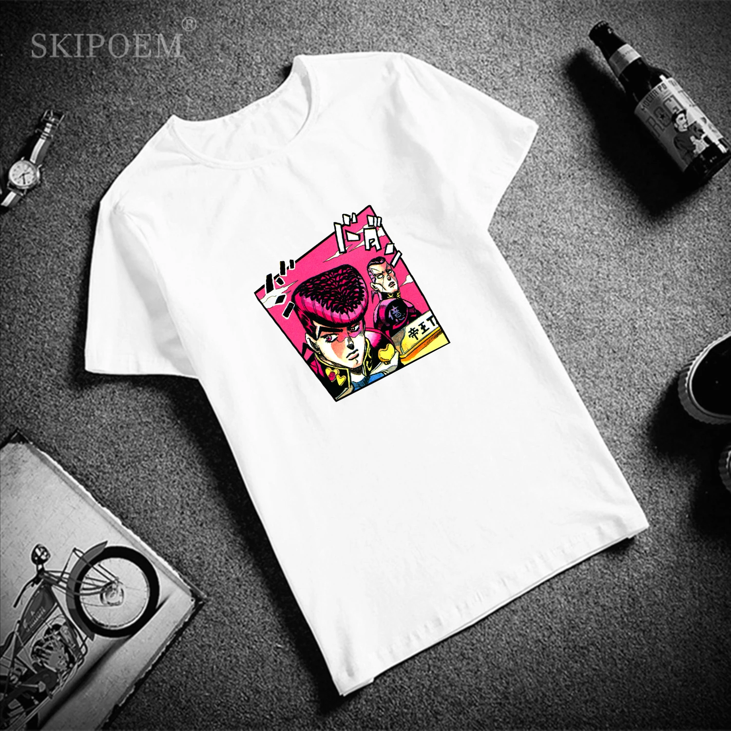 

T Shirt Men Japan Anime Summer Top T-shirt Jojo Bizarre Adventure Jojo Graphic Large Size Men Tshirt Unisex Cartoon T-shirt