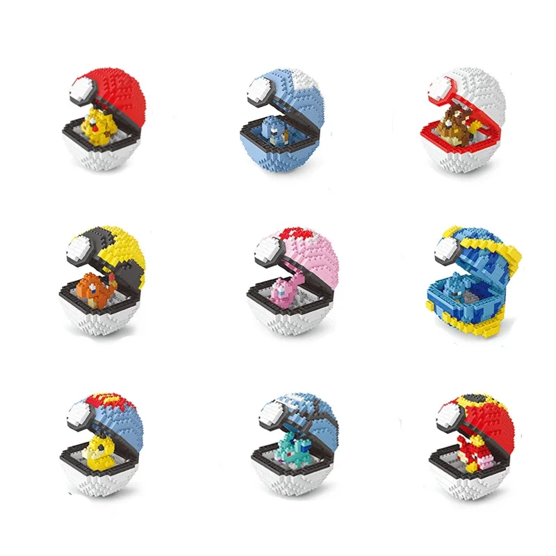 

9Pcs Hot Sale Pokmon Elf Ball Diamond Microparticle Assembly Toys Children's Educational Building Blocks Toys Christmas Gifts