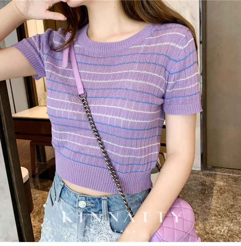 

Женский шерстяной свитер, свободная футболка с коротким рукавом, в Корейском стиле, весна-осень