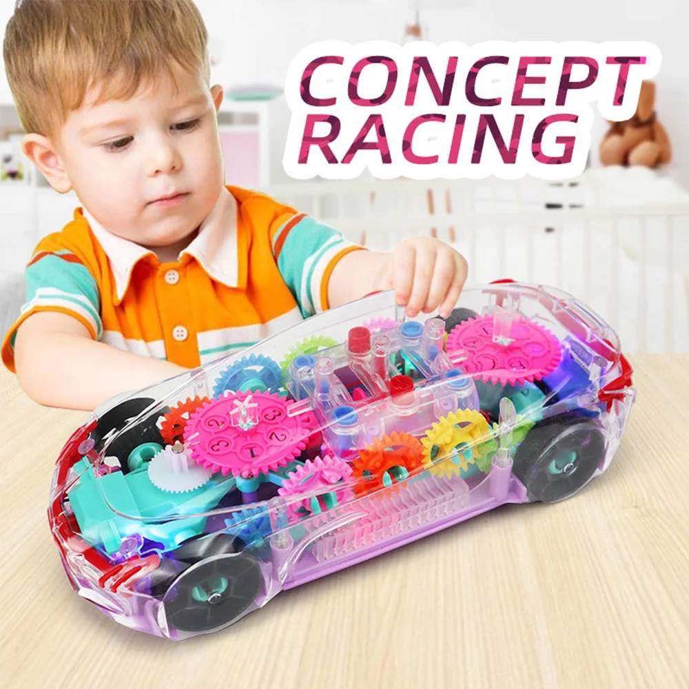 

Concept Car Toy LED Music Mechanical Gear Car 360-degree Rotation Electric Colorful Car Children Flashing Toy Birthday Kid Gift