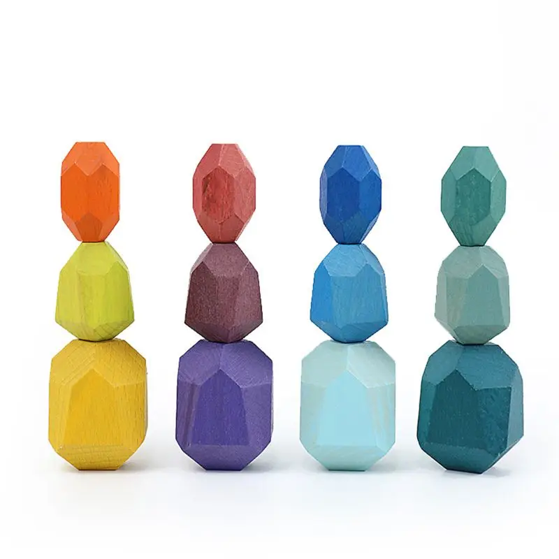 

DIY Color Wooden Stone Building Block Educational Toy Creative Nordic Style Stacking Game Wooden Toy M17 21 Dropshipping