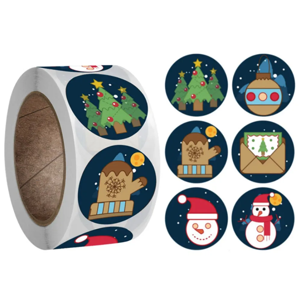 

500 шт/рулон наклейки на рождественскую елку этикетки рулонные наклейки Веселый Рождественский фестиваль на печать для конверта упаковка де...