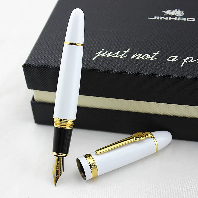 JINHAO 159 European metal Fountain Pen Iridium Medium Nib Ink Pen, Noble white Color for Office Business Gift Supplies new jinhao 159 fountain pen iridium fine nib 0 5mm excellent fashion office writing gift pen for business