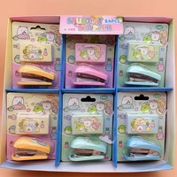 12 pcslot mini sumikko gurashi stapler set stapling machine with no 10 staples office school binding supplies cute staplers