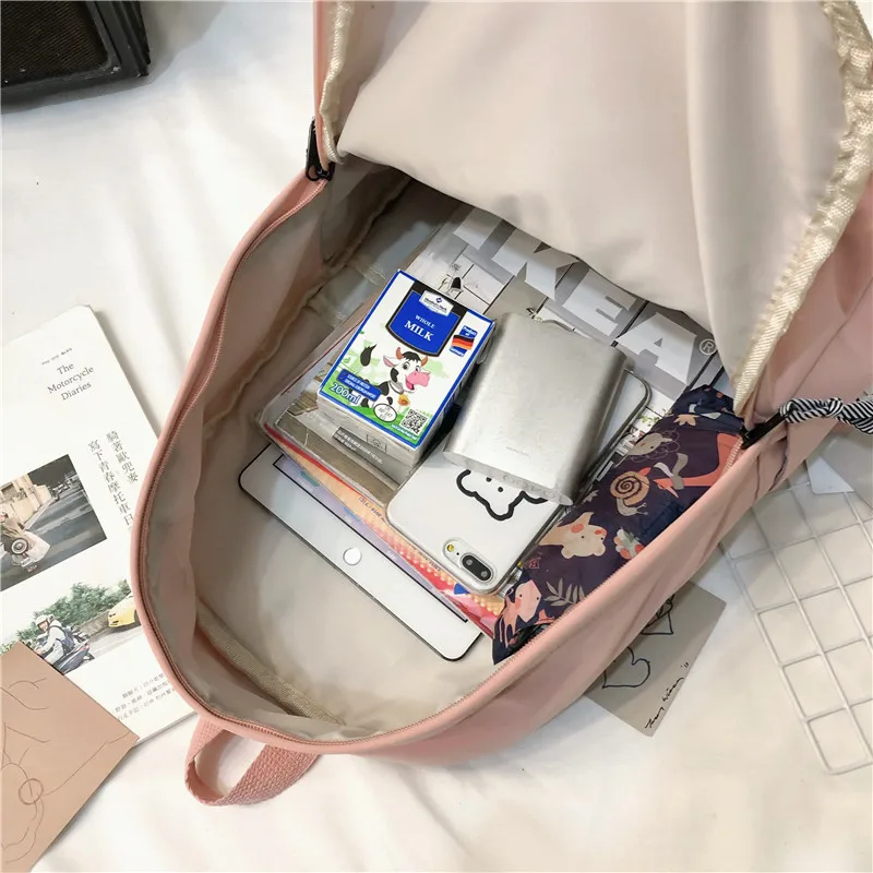 

DCIMOR New Waterproof Nylon Women Backpack Female Solid Color School Bag For Teenagers Girls Travel Backpacks Preppy Mochilas