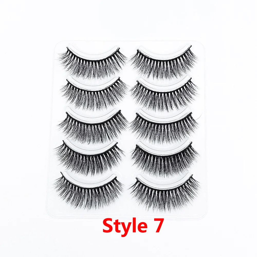 Style 7 5 пар 3D Искусственные норковые накладные ресницы Wispies длинные крестовые ресницы ручной работы инструменты для макияжа глаз - Цвет: Style 7