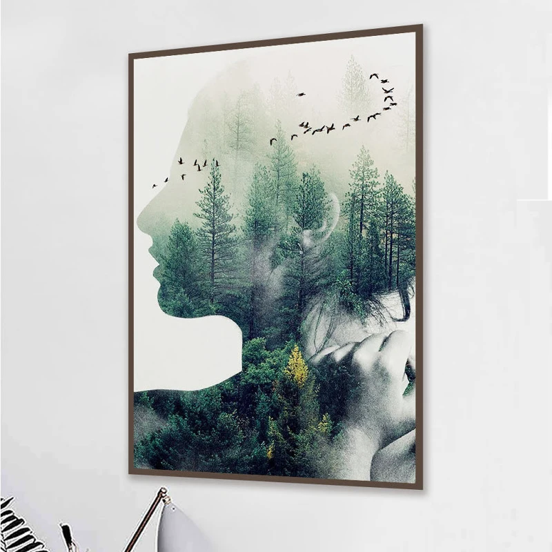 

Nordic Decor Simple Girl Fog Forest Landscape Scandinavia Style Nature Scenery Wall Art Hd Canvas Poster Living Room Home Decor