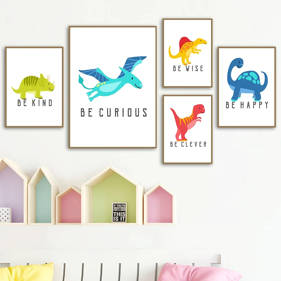 

Nursery Baby Dinosaur Bedroom Wall Art Canvas Painting Nordic Posters And Prints Wall Pictures For Kids Room Home Decoration
