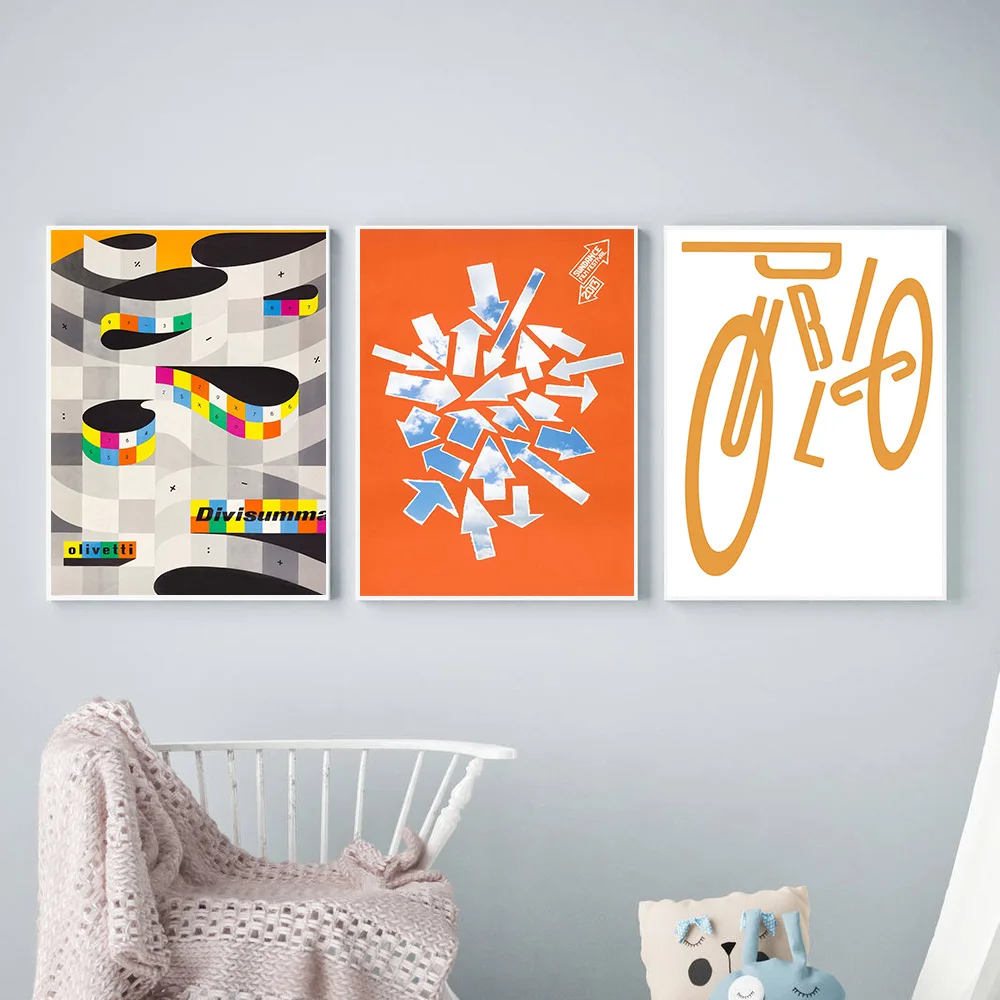 Минималистичная велосипедная Картина на холсте Абстрактная стрела форма