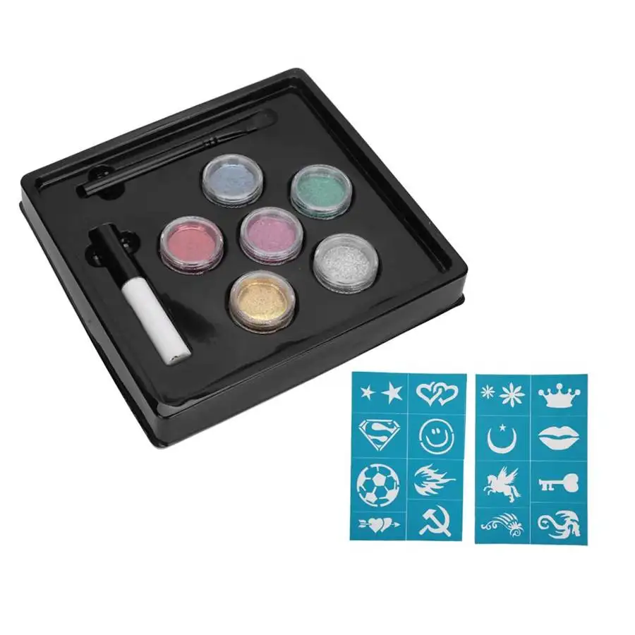 6 цветов набор блестящих татуировок краска для лица пигмент пудра временных