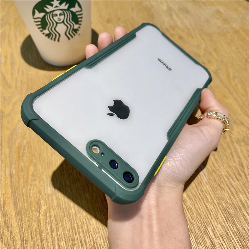 Противоударный чехол-бампер для iPhone 11 Pro Max 7 8 6 6S Plus X XR XS SE 2 2020 Прозрачная мягкая