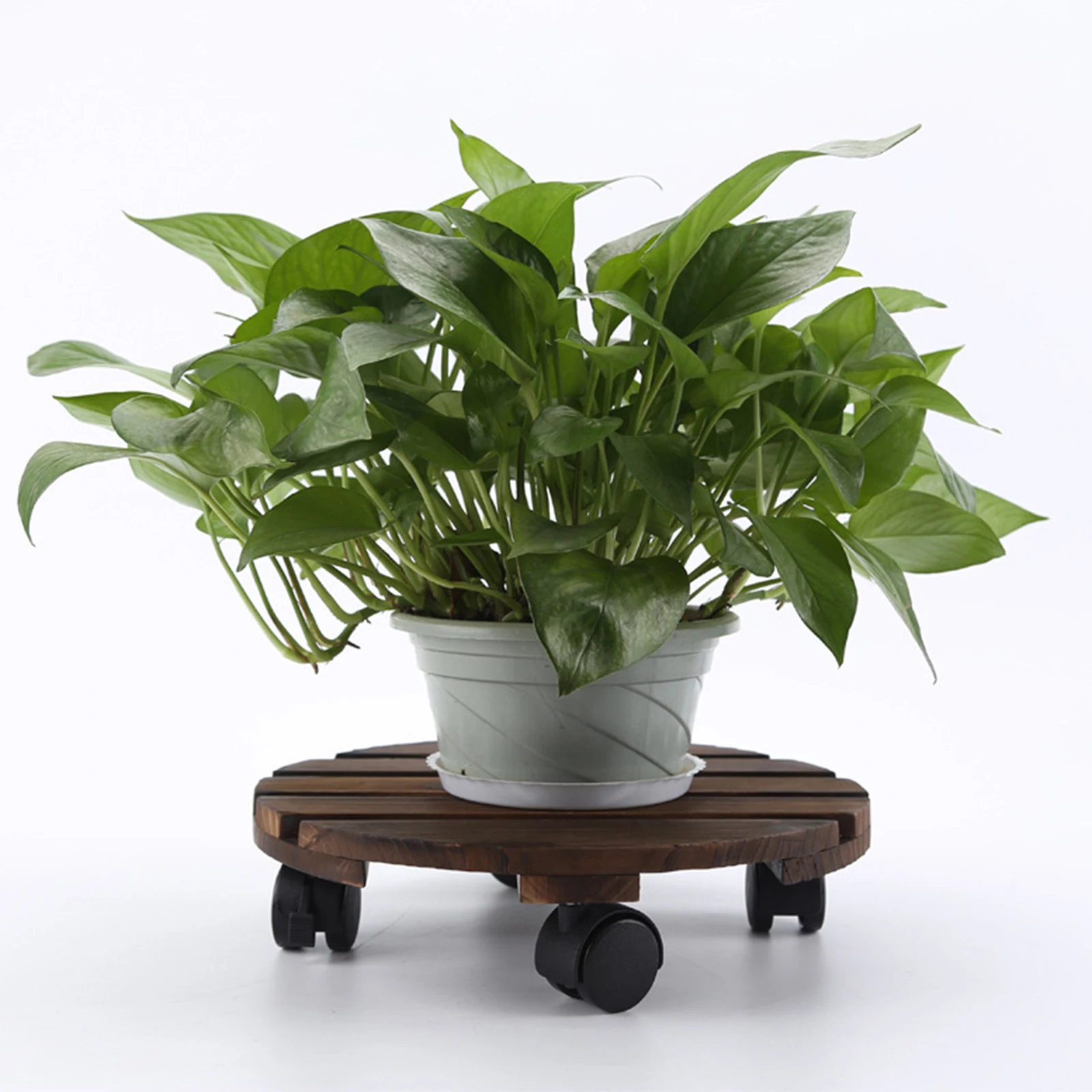 

Plant Stand Caddy Planter Wooden Trolley Tray Mover 360 Degree Rotatable