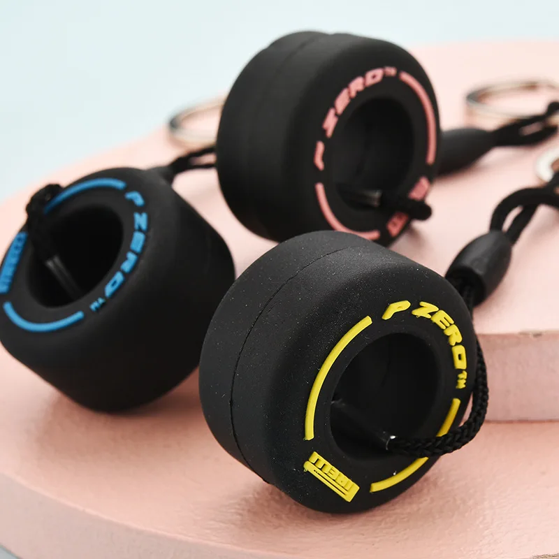 

Cute Cartoon Small Tire Keychain Fashion Colorful Unisex Simulation Tire Car Bag Key Chain Pendant Gift for Car Lovers