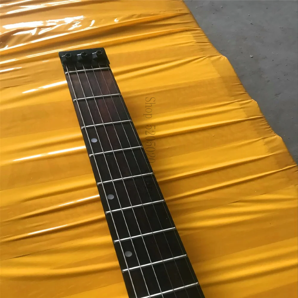 Headless electric guitar 6 string art body flame maple ebony fingerboard free shipping | Спорт и развлечения