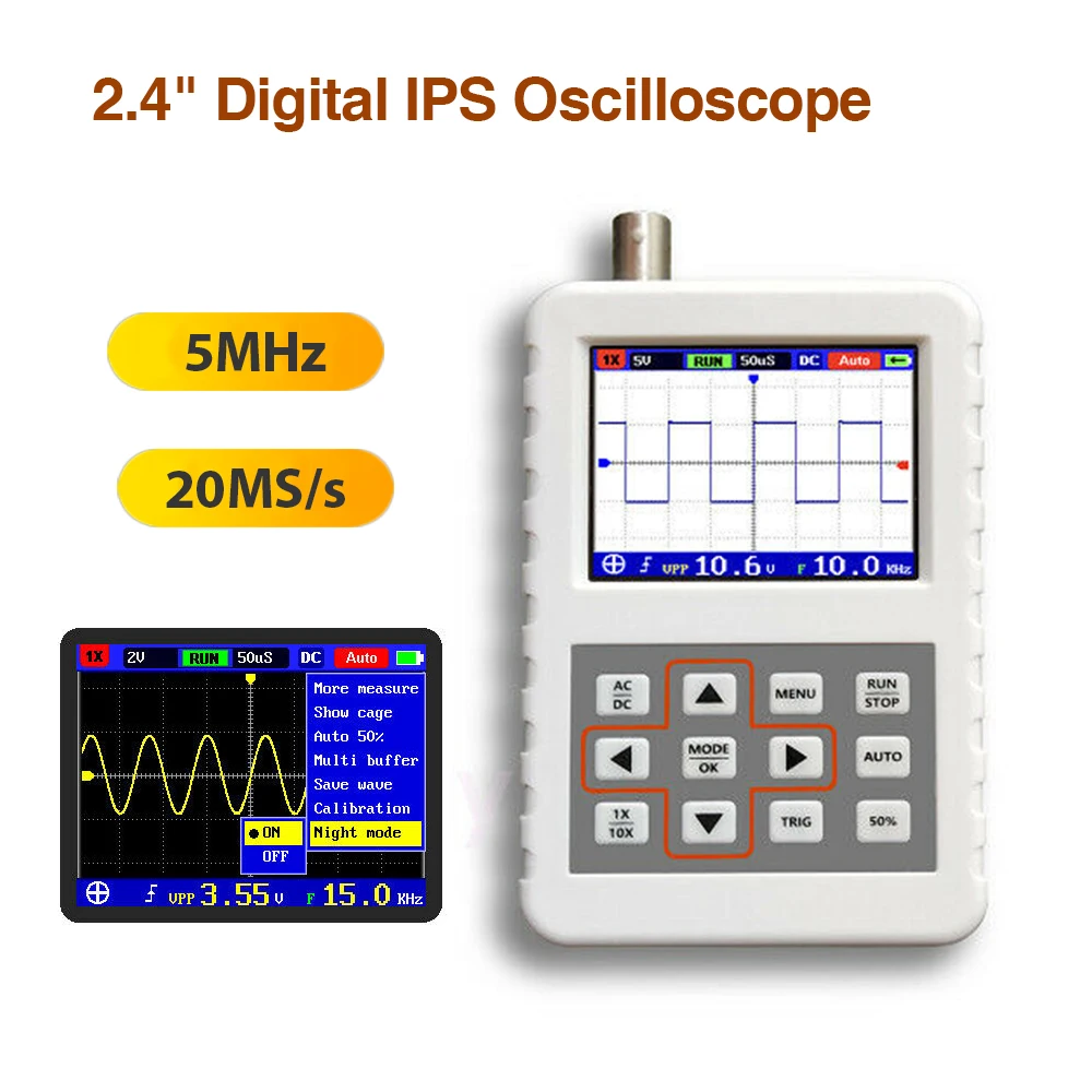 DSO FNIRSI PRO Портативный мини цифровой осциллограф 5 м пропускная способность 20MSps