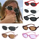 Овальные Солнцезащитные очки для женщин, трендовые винтажные Ретро солнечные очки с UV защитой, белые черные, 2021