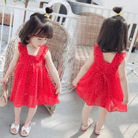 dfxd new 2020 summer toddler girls dresses red dot polka ruffles sleeveless vest dress korean fashion kids ball gown party dress