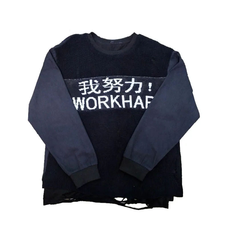 

2020 Spring And Autumn New Youth Popular Stitching Letter Printing Sweatshirt Fashion Casual Wild Round Neck Pullover BlackM-2XL