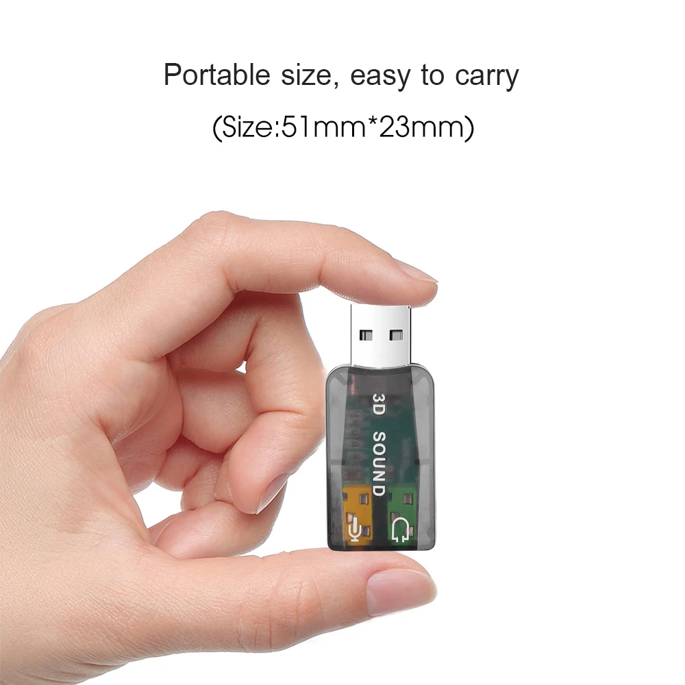 Kebidumei внешняя 3D USB звуковая карта аудио 5 1 адаптер канал 3 мм микрофон динамик