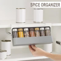 home kitchen spice bottle rack wall mounted punch free under shelf drawer type spice seasoning organizer home supplies storage