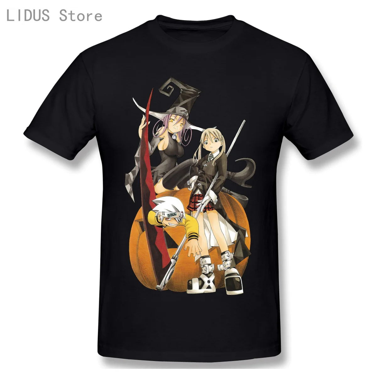 

Fashion Graphic T-shirt Cartoon Anime Soul Eater Pumpkin Classic Short Sleeve Casual Men O-neck 100% Cotton Tshirts Tee Tops