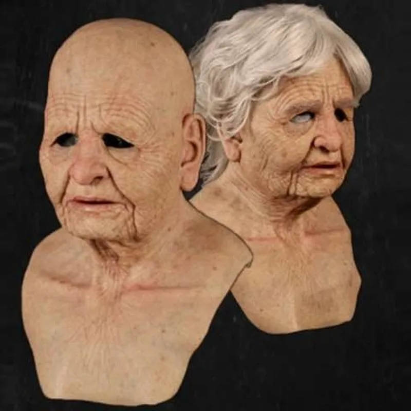 Маска бабушки на Хэллоуин костюмы для косплея маска лица дедушки реквизит