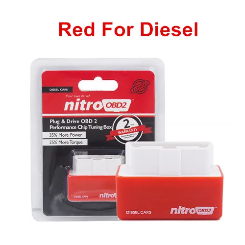 Red For Diesel Лучший ECO OBD2 NitroOBD2 полный чип тюнинг производительность коробка Nitro OBD2 EcoOBD2 разъем и драйвер для дизельного бензина автомобиля OBDII интерфейс - Цвет: Red For Diesel