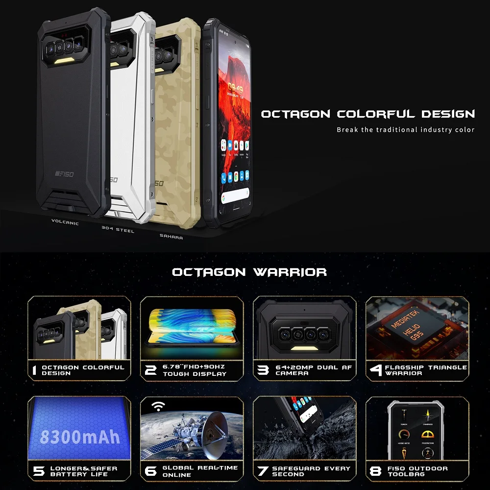 Новый Прочный телефон IIIF150 R2022 8 ГБ + 128 20MP AF ночное видение 64MP задняя камера 6 78