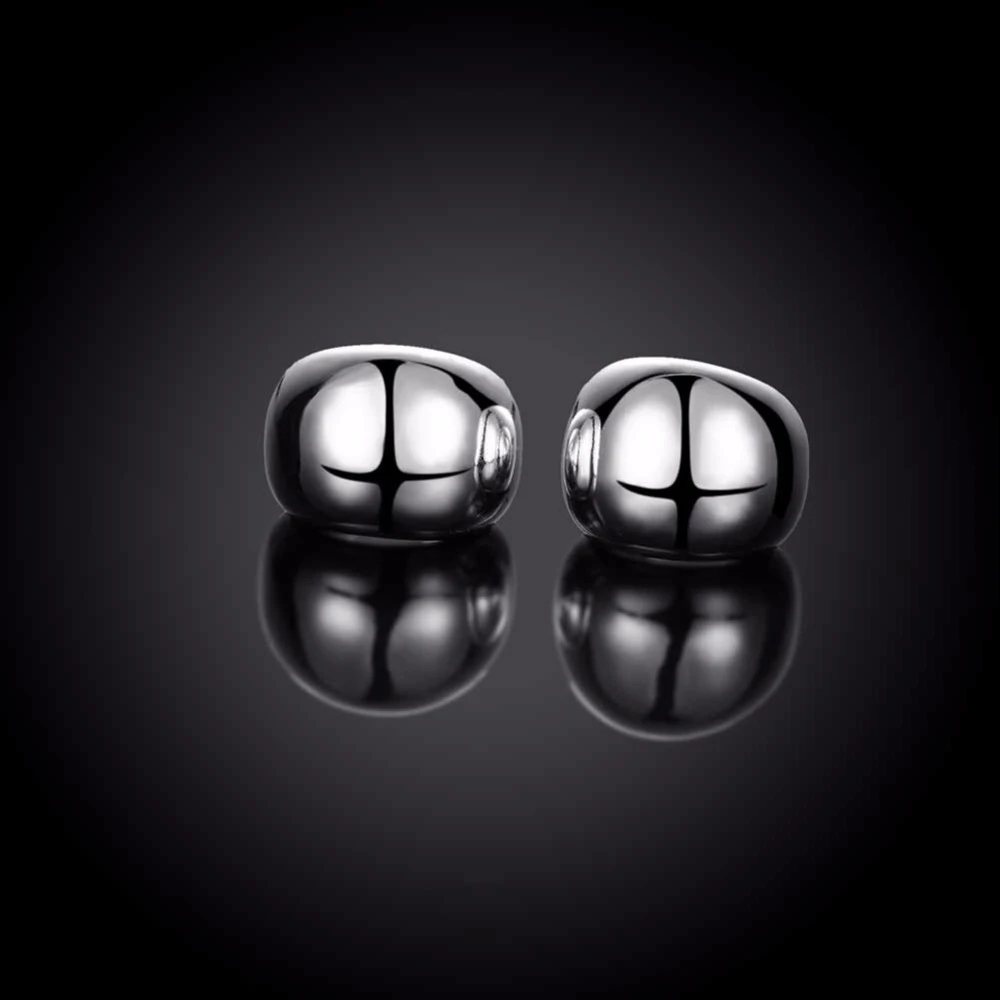 

925 Sterling Silver Smooth Egg Shape Hoop Earrings Cute Romantic Jewelry For Women Wedding Party Gift Wholesale