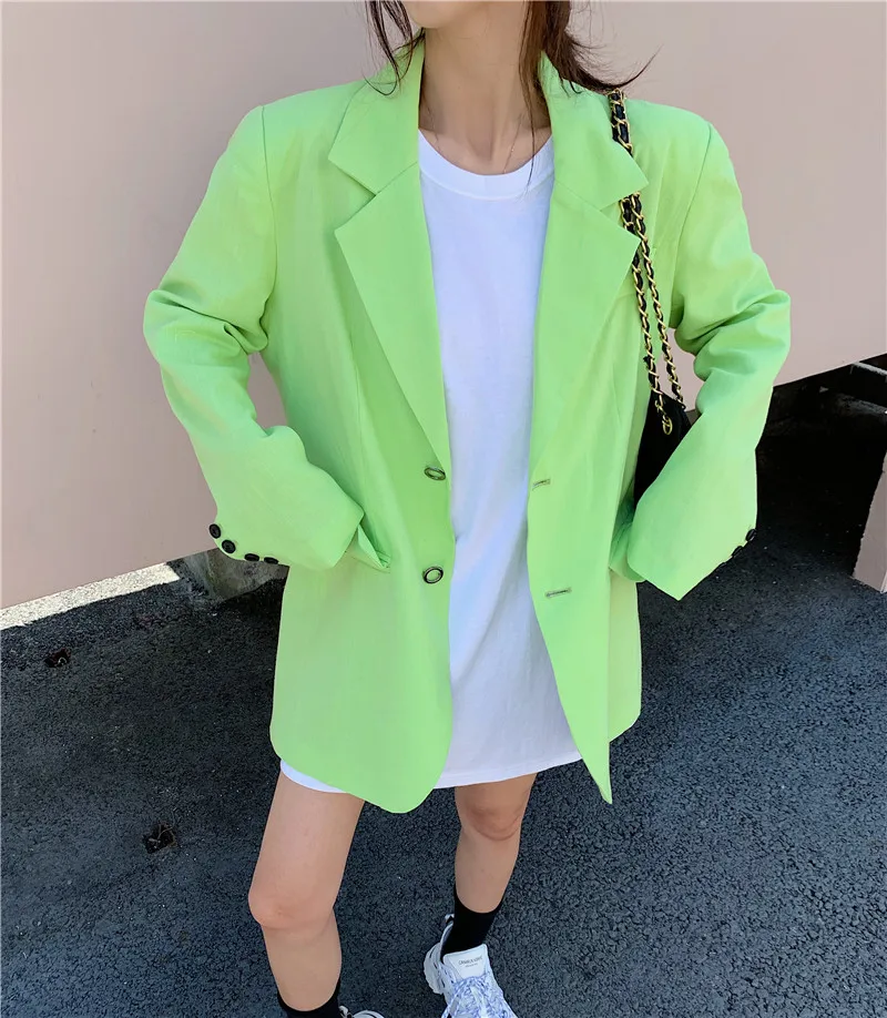 Hongkong женские негабаритные блейзеры зеленый длинный пиджак и куртки Femme Повседневная Chaqueta Mujer Bleiser Feminino