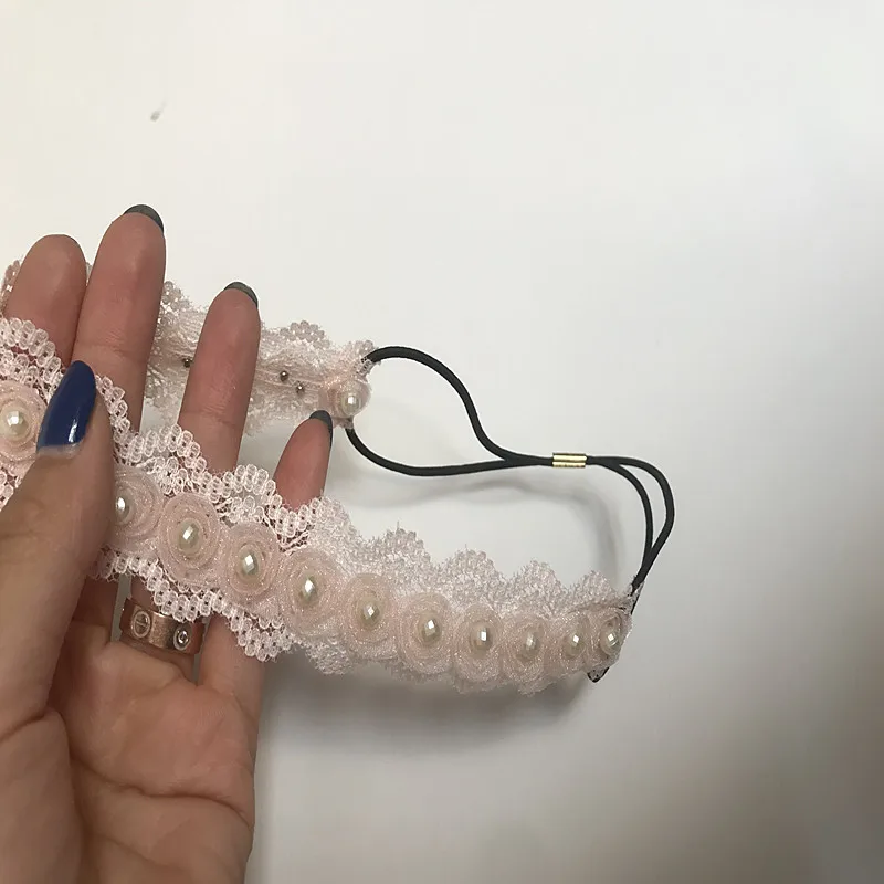 H011light pink Искусственный жемчуг ободки для женщин Роскошные Стразы сплав Эластичные Свадебные аксессуары для волос 4I2001 - Окраска металла: H011light pink