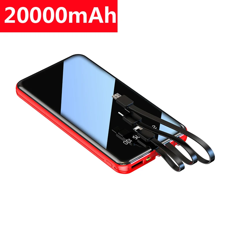20000 мАч Power Bank для Xiaomi iphone Samsung полное зеркальное экран Портативный быстрое