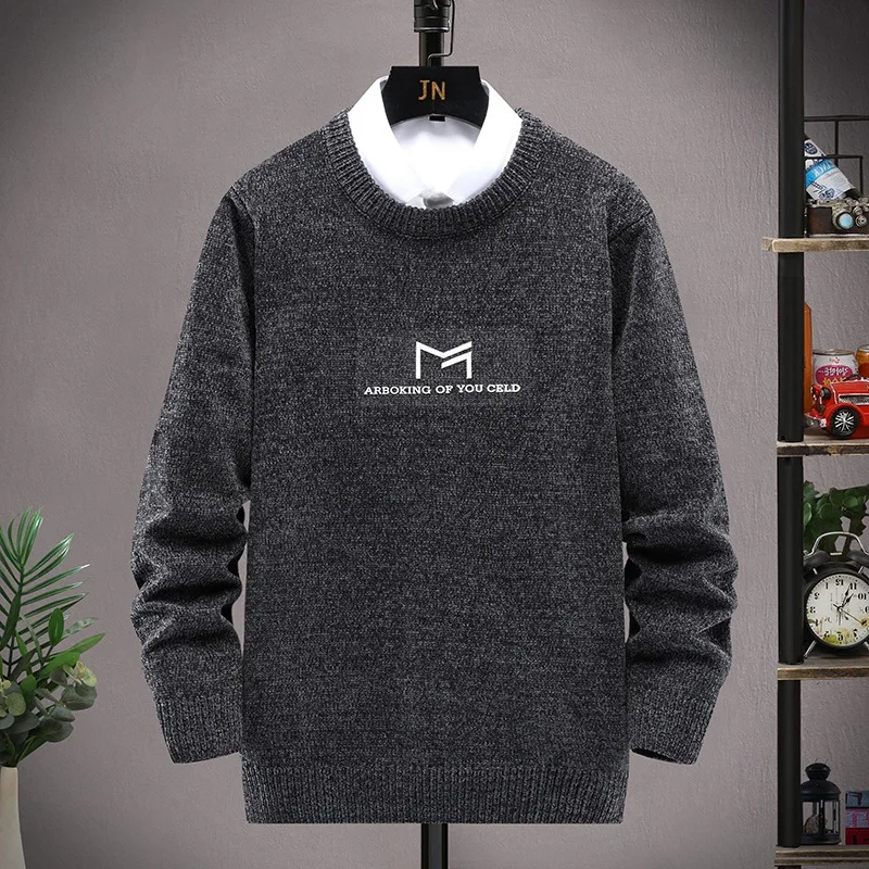 

2021 autumn and winter new men's knitted sweater fashion casual jacquard round neck pullover sweater trend