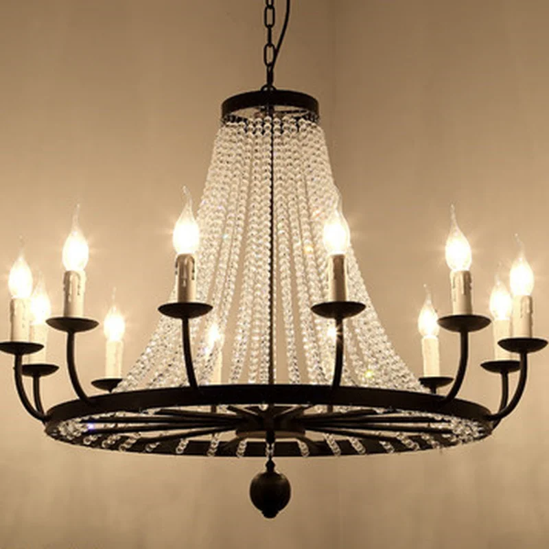 Винтажная Элегантная черная хрустальная люстра хрустальное освещение для