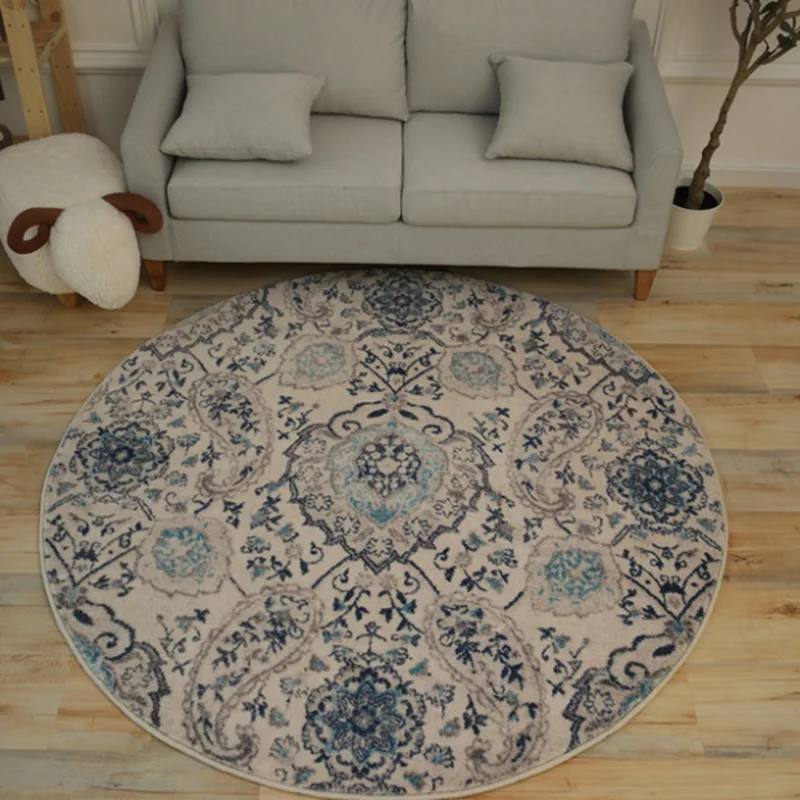 

Persian Style Round Carpet and Rug Living Room Table Bedroom Computer Chair Non-Slip Floor Mat Flower Hanging Basket Blanket