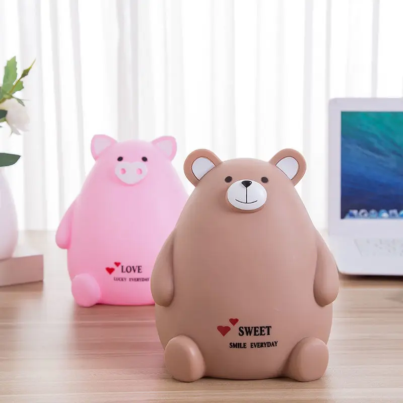 

Cute Piggy Bank Cartoon Bear Rabbit Vinyl PVC Fall-proof Coin Bank Can Take Out Money Boxes Kawaii Tirelire Gift for Kids Friens