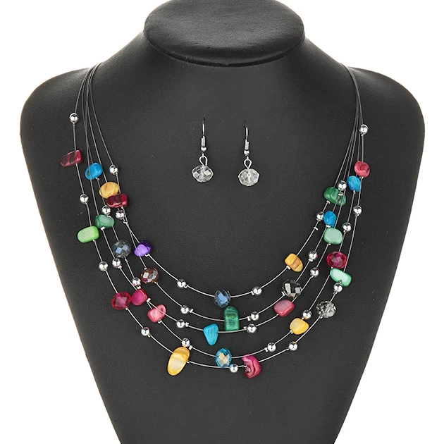 Богемный чокер ожерелье и серьги комплект ювелирных изделий для женщин богемные