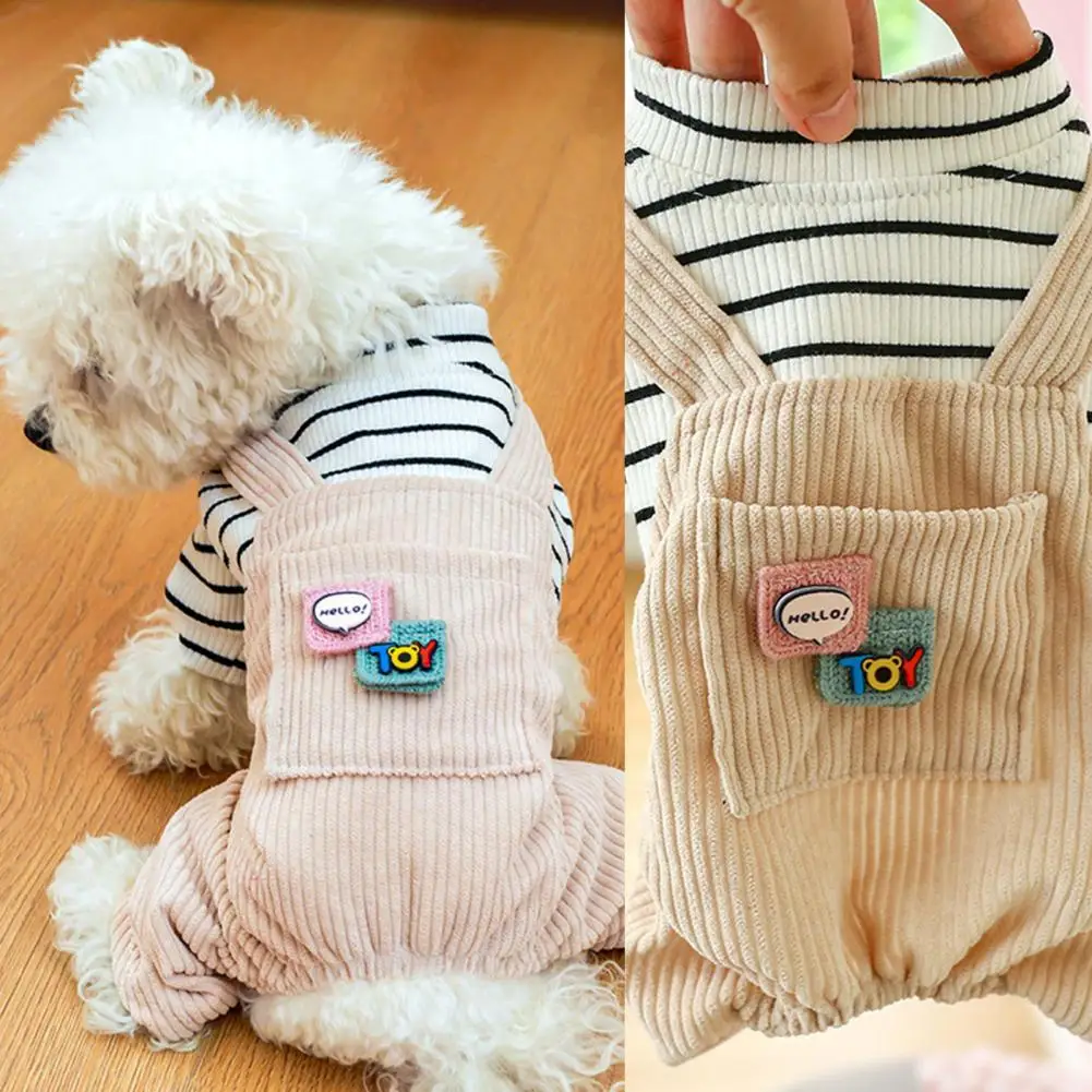 

Pullover Soft Puppy Winter Warm Overalls Casual Pet Overalls with Pocket Puppy Costume