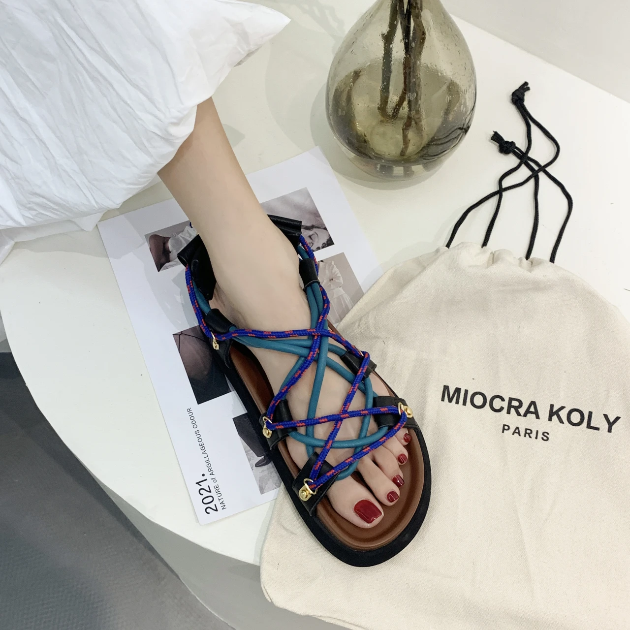 

Women Cross Strap Sandals 2021 Summer Fashion Elasticity Band Brown Retro Roman Style Platform Sandals Casual Ladies Beach Shoes