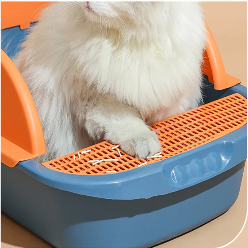 

Pet Cat Litter Box Large Cat Toilet Clamshell Type Splash-proof Bedpan Fully Enclosed Cat Litter Box Pet Cat Cleaning Supplies
