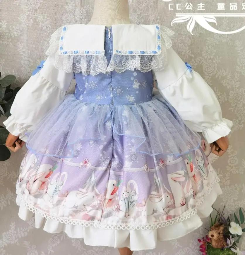 

Baby Girl Autumn Winter Long Sleeve lolita Spanish dress Vintage Princess Ball Gown Dress for kids Christmas party dress