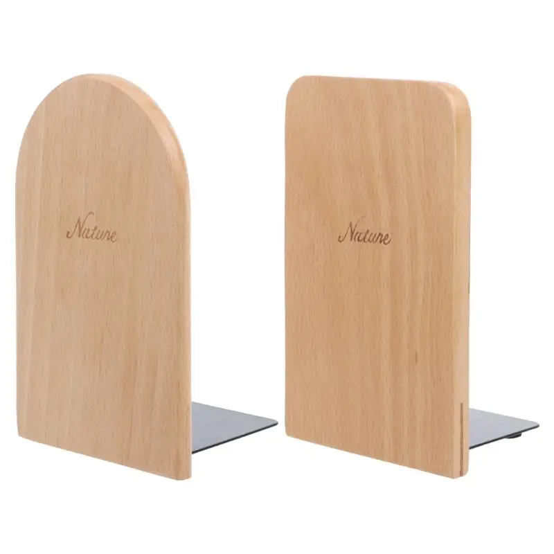 

Nature Wooden Desktop Organizer Desktop Office Home Bookends Anti-skid Book Ends Stand Holder Shelf R91A