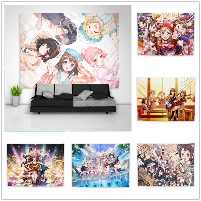 

BanG Dream! Poppin'Party Roselia Tapestry Art Wall Hanging Sofa Table Bed Cover Home Decor Poster