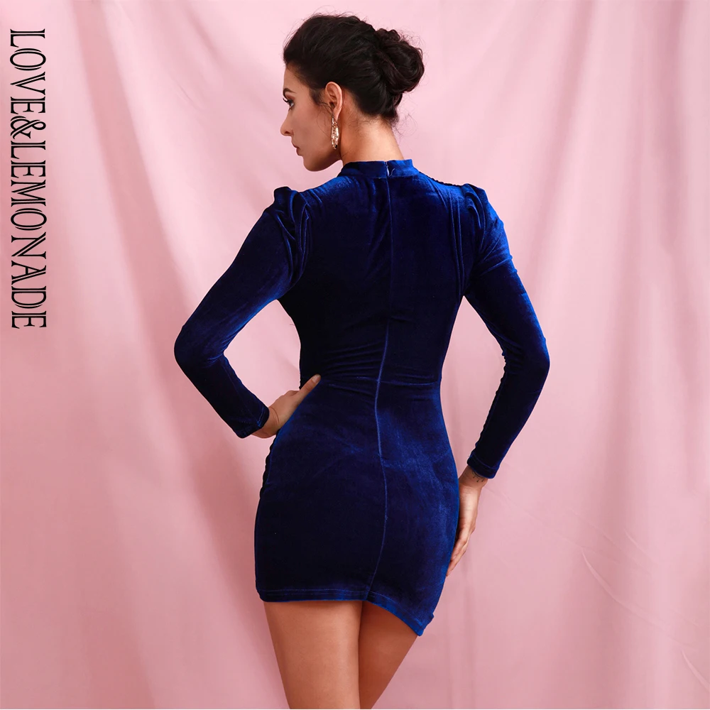 Женское вечернее платье LOVE &amp LEMONADE облегающее темно-синее мини с