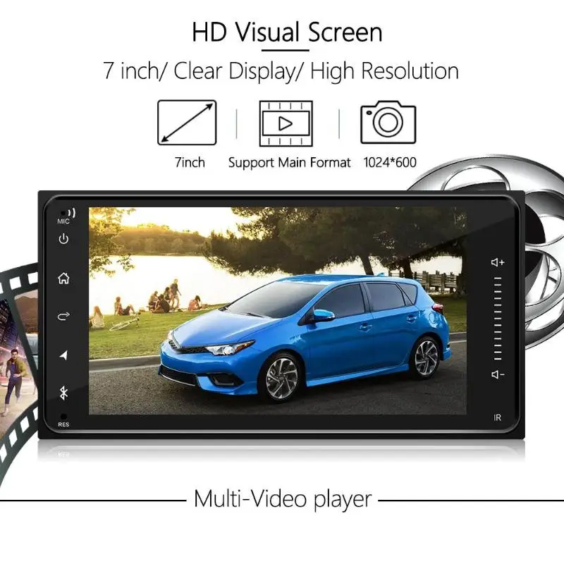 7 дюймов 2 DIN Android 8,1 1+ 16G HD 12V сенсорный экран стерео bluetooth USB gps Navi MP5 мультимедийный плеер FM радио для Toyota