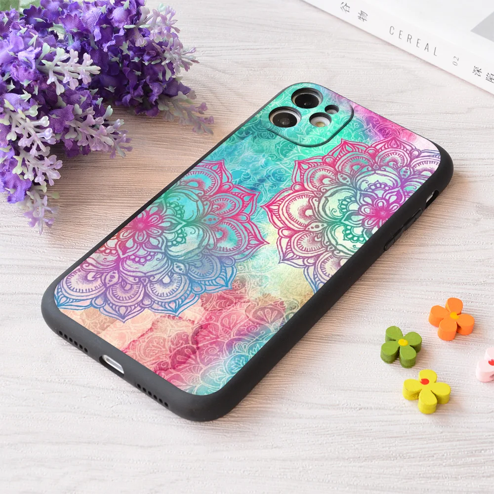 

For iPhone Round And Round The Rainbow Print Soft Matt Apple Case