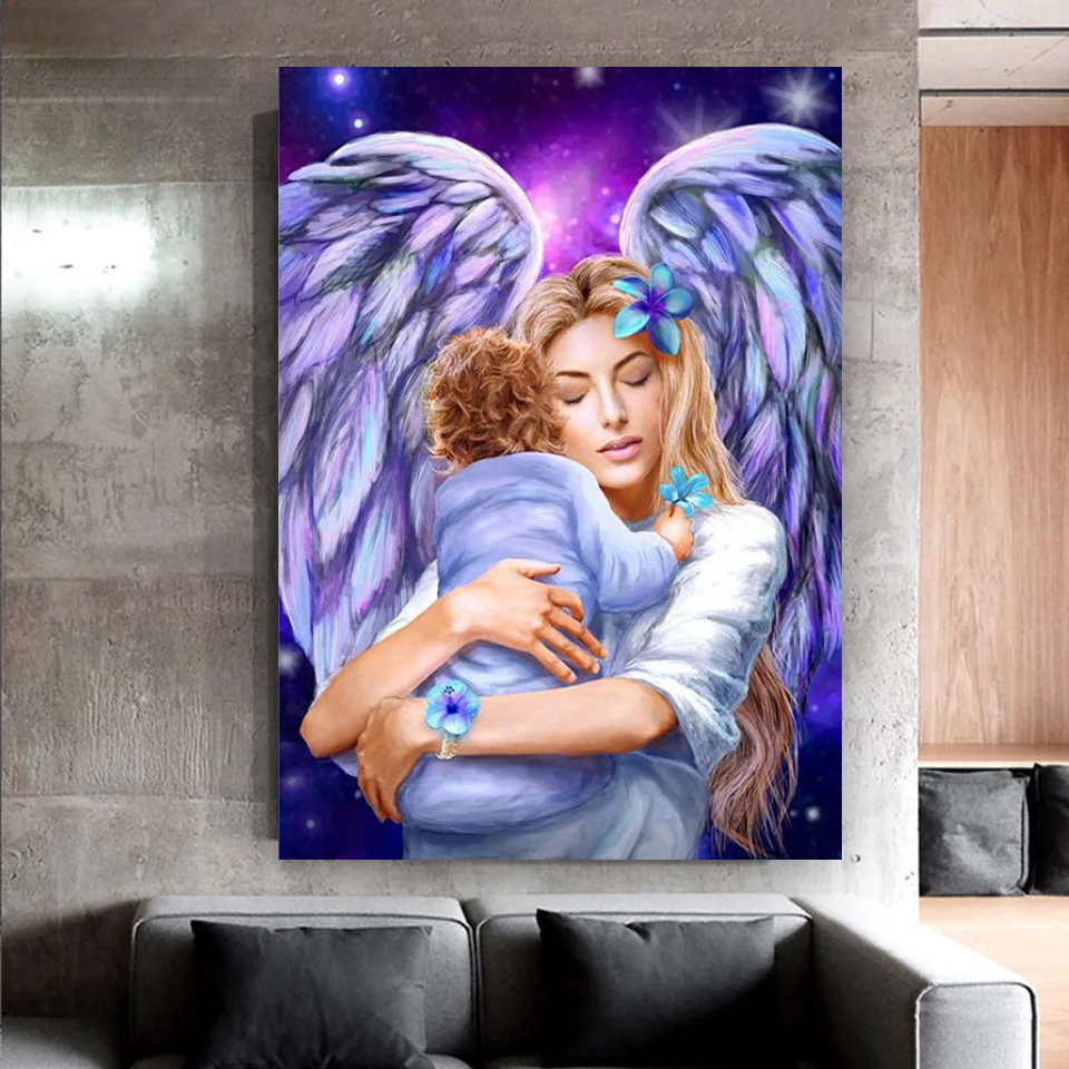 

Diamond Painting Full Square Angel And Child Cross Stitch Sale Diamond Embroidery Portrait Art picture of Rhinestone Home Decor