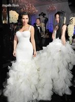 ivory mermaid wedding dresses sexy straps ruffle skirt long chapel train formal trumpet bridal gowns custom made vestidos