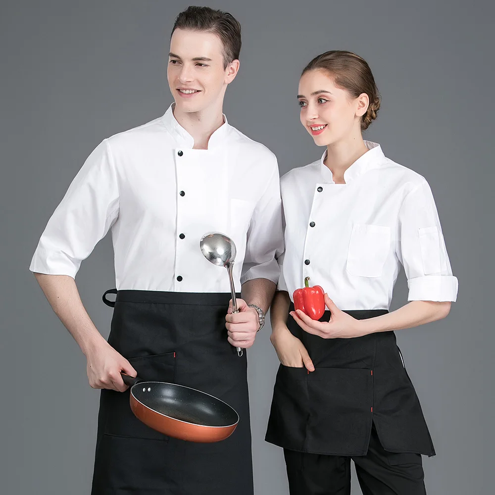 Унисекс униформа шеф-повара для ресторана кухни рубашка с коротким рукавом