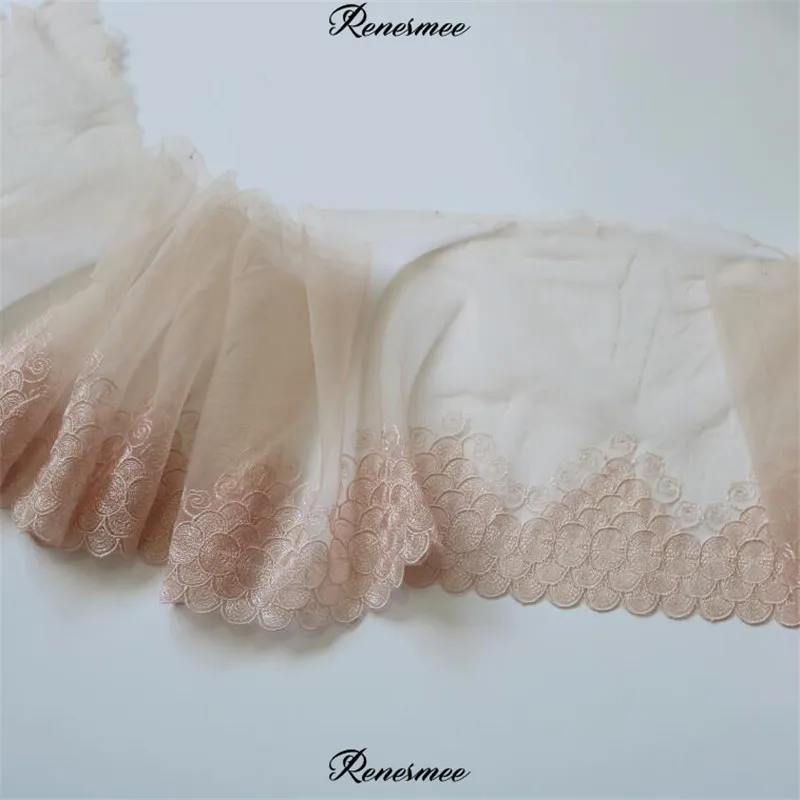 3Yd розовая ткань из кружевной сетчатой ткани кружевная Лента вышивка украшение